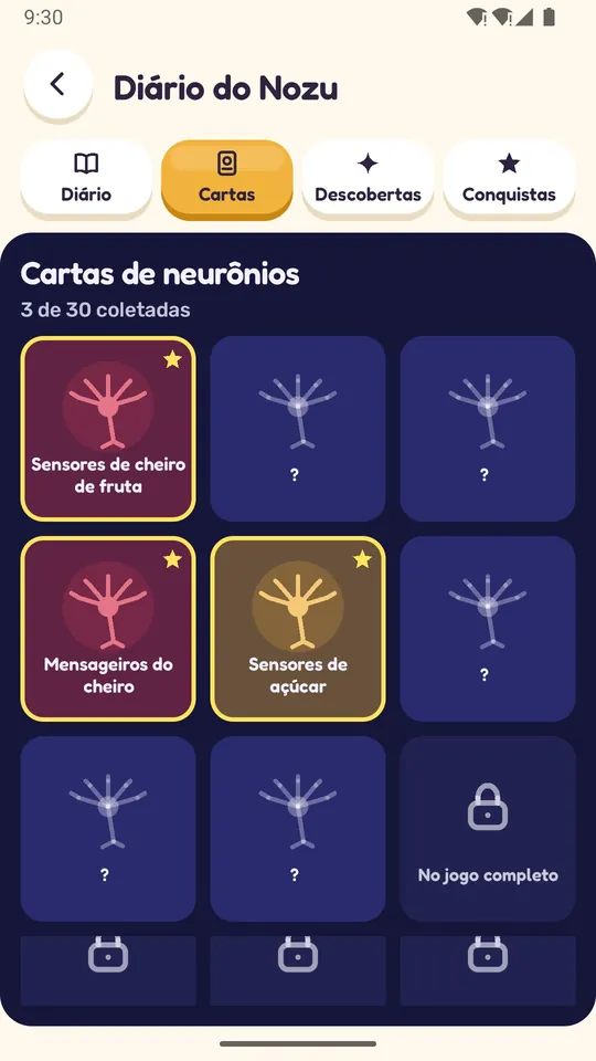 A coleção de cartas de neurônios do Nozu